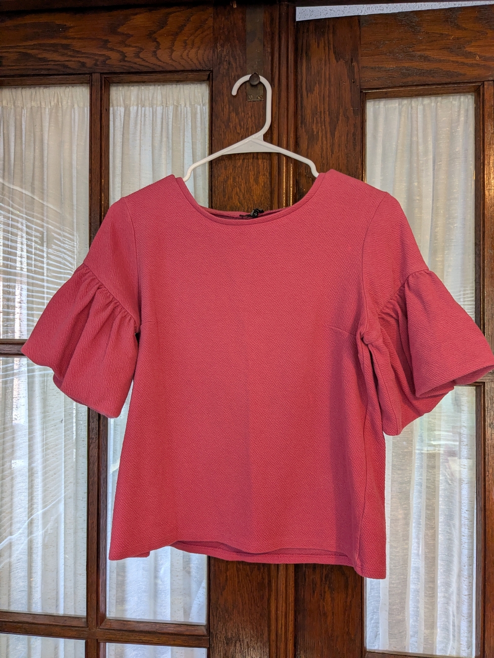 Express Rose Pink Ruffle Sleeve Blouse